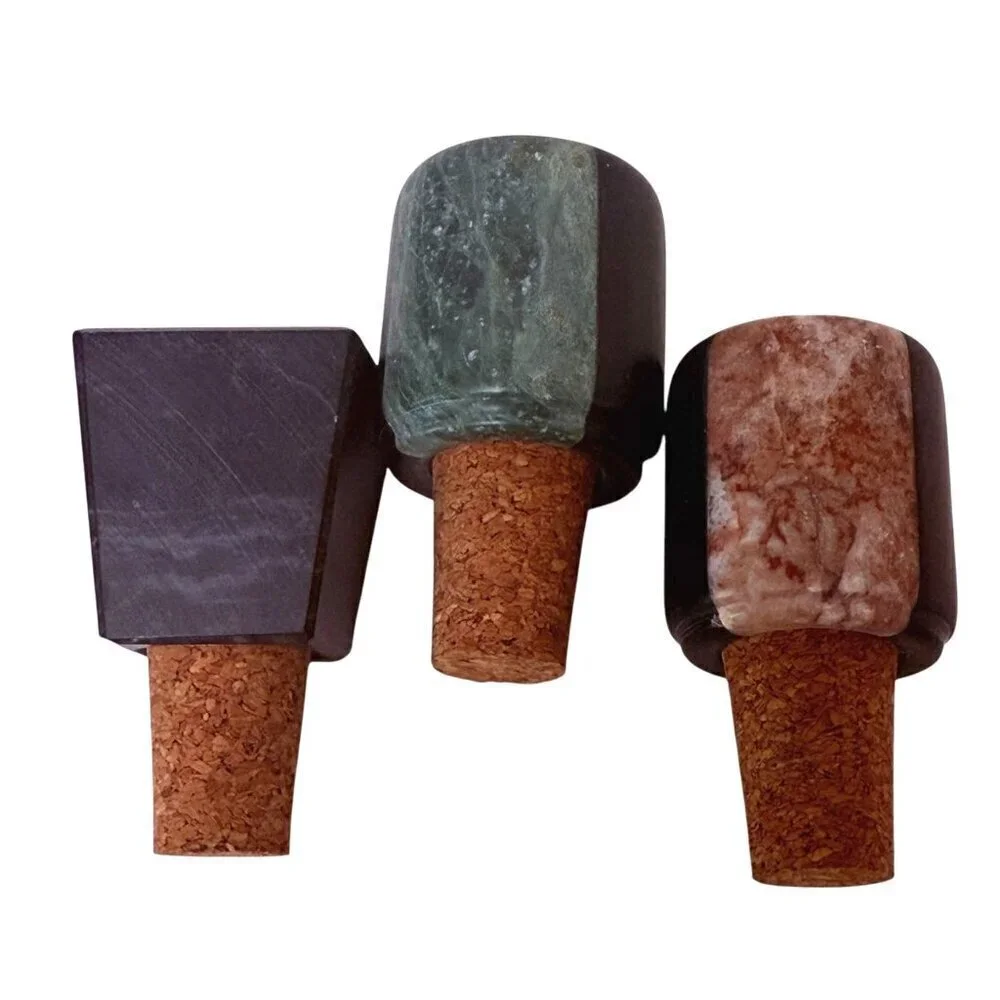 Stone Bottle Stoppers Set of 3 Barware Accessories